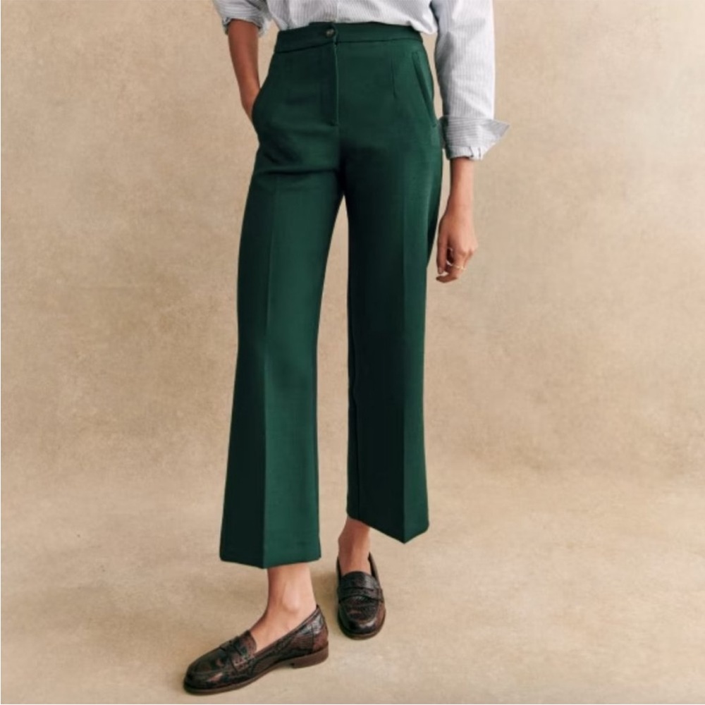 Sezane MARTIN CROP TROUSERS Green Sz 34/2